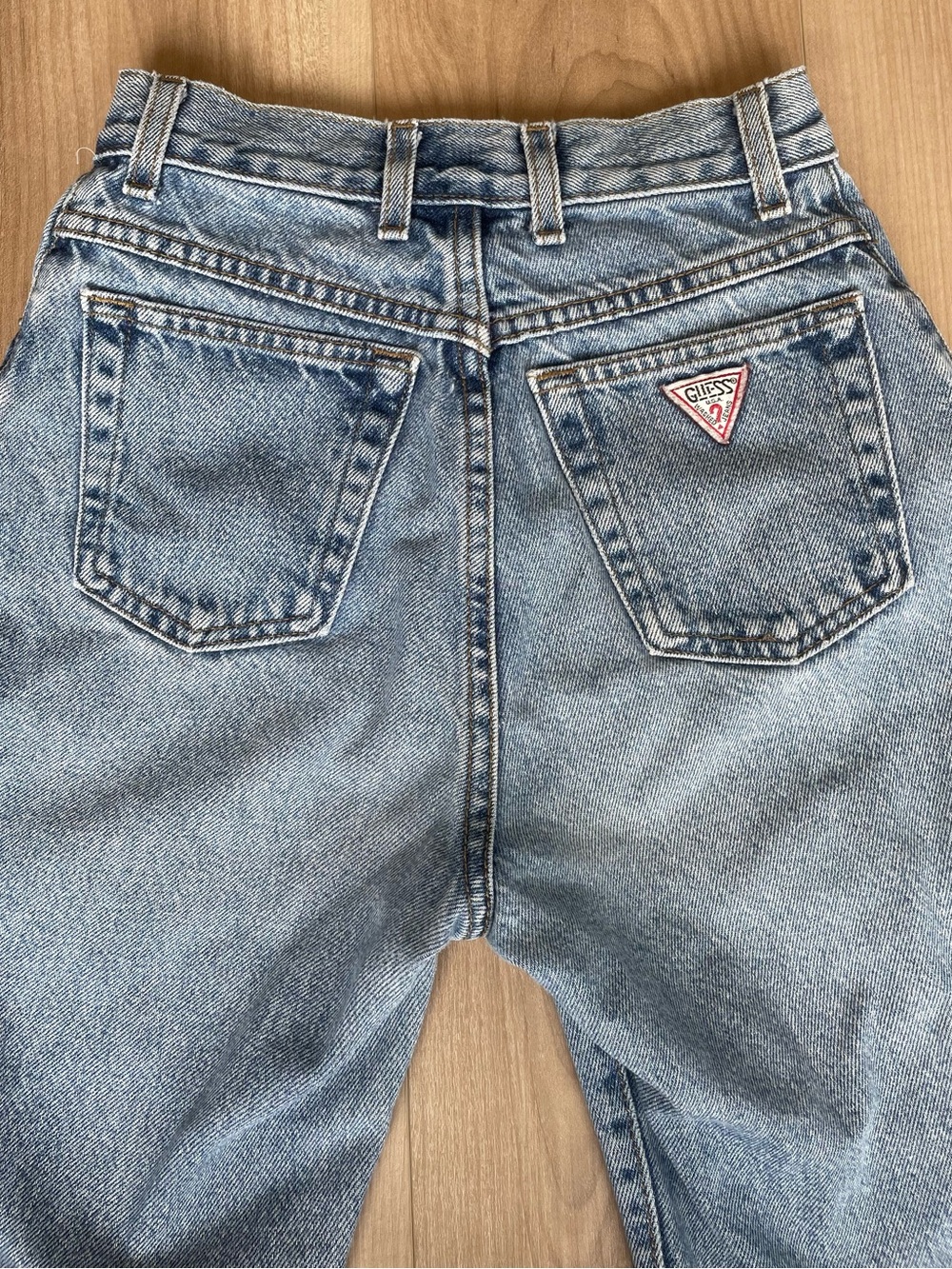 Guess High-Rise Light Blue Women's Jeans with Triangle Logo